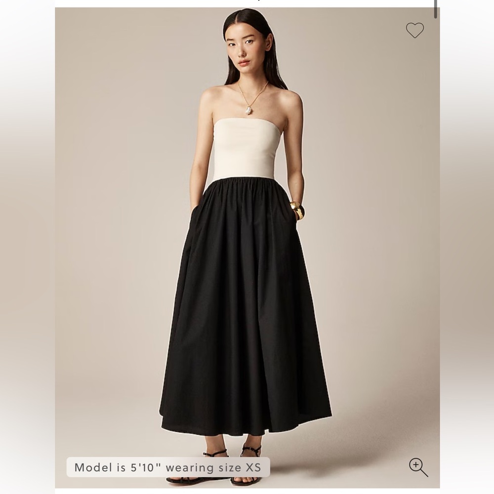 New w/tags J. Crew Strapless Black and White Mixy Midi Dress